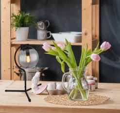 GLOBO Retrofit Tischlampe PORRY schwarz /rauchfarbig