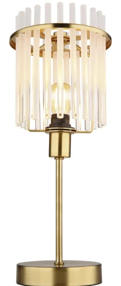 GLOBO Retrofit Tischlampe GORLEY 37 cm goldfarbig /opal