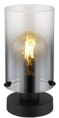 GLOBO Retrofit Tischlampe FLORENTINA 26 cm schwarz /Rauchglas