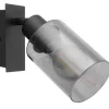 GLOBO Retrofit Wandleuchte HADERA 1 Spot schwarz /Rauchglas