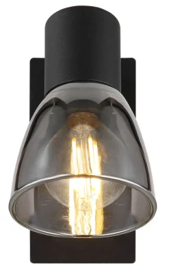 GLOBO Retrofit Wandleuchte mit 1 Spot CLAUDE schwarz /rauchfarbig