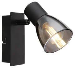 GLOBO Retrofit Wandleuchte mit 1 Spot CLAUDE schwarz /rauchfarbig