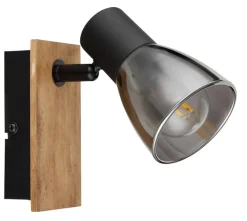 GLOBO Retrofit Wandleuchte CLAUDE 1 Spot schwarz /Holz