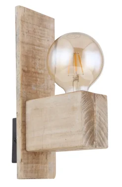 GLOBO Retrofit Wandleuchte ADALIE Holz naturfarbig