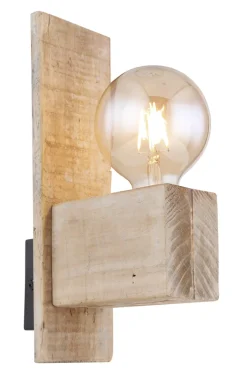 GLOBO Retrofit Wandleuchte ADALIE Holz naturfarbig