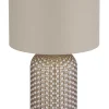 GLOBO Tischlampe SOFIA, Glas/Textil, Höhe 50 cm, E27, Schutzklasse 2, IP20, Beige