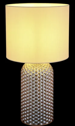 GLOBO Tischlampe SOFIA, Glas/Textil, Höhe 50 cm, E27, Schutzklasse 2, IP20, Beige