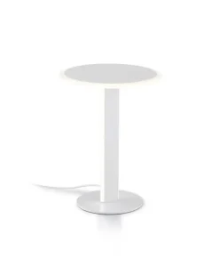 helestra LED Tischlampe VAYA Aluminium/Acryl Ø 23 cm Höhe 30 cm matt Weiß