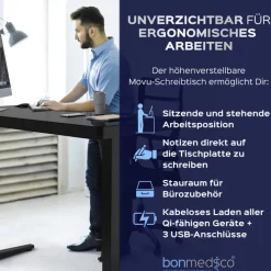 Höhenverstellbarer Schreibtisch BONMEDICO MOVU weiß