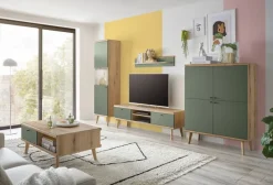 Highboard ALVA 107 x 134 cm Salbeifarbig/braun