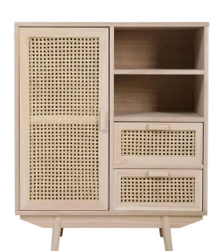 Highboard 70 x 85 cm Braun/ Rattan