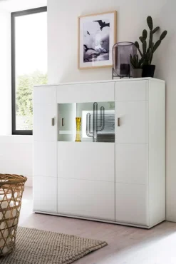 Highboard AMORA 120 cm NB weiß /anthrazit 3D