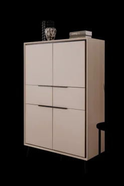 Highboard ARONA 90 x 140 cm sandfarben/schwarz