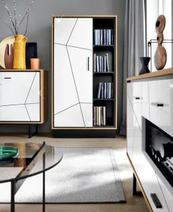 Highboard BROLO 85,4 x 160,5 weiß/ schwarz