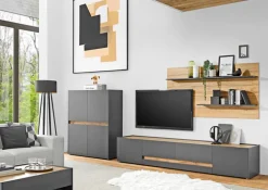 Highboard CITY 100 x 122 cm anthrazit/braun