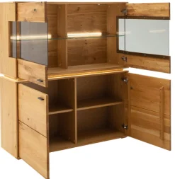 Highboard COMO 123 x 137 cm Wildeiche / Glas