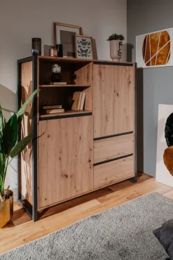 Highboard DENVER 120 x 140 cm braun/ grau