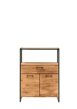 Highboard FRAME 80 x 108 cm Eiche massiv natur geölt/schwarz
