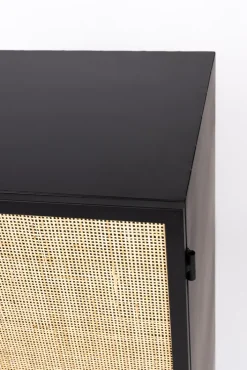 Highboard JOANNA 80 x 100 cm Rattangeflecht/schwarz