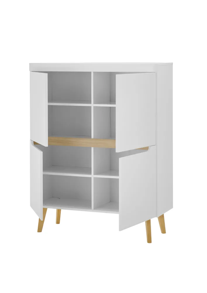 Highboard SVANTE_TORGE 107 x 134 cm weiß/braun