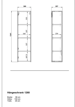 Hängeschrank EMMA 36 x 135 cm Castello-Eiche-Dekor beige/schwarz