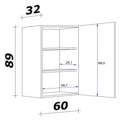 Hängeschrank NANO 60 x 89 cm Buche