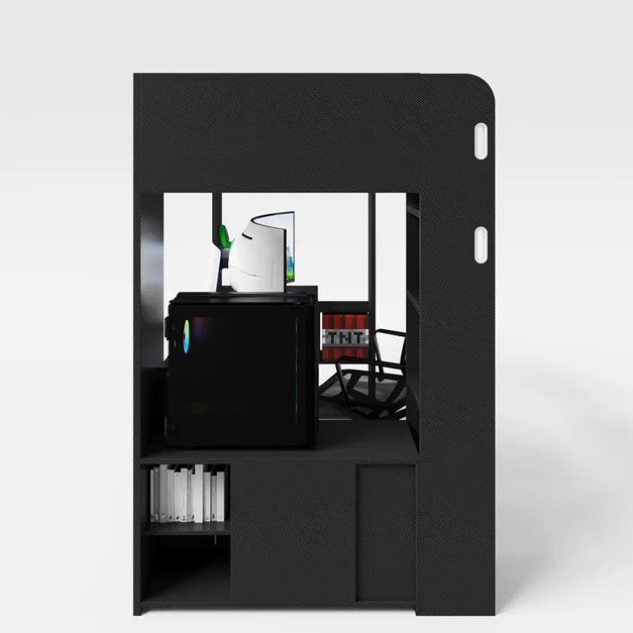 Hochbett MINECRAFT 90 x 200 cm schwarz/ grau