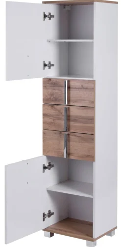 Hochschrank LUCA 40,3 x 163,7 cm weiß/ Eiche Landhaus