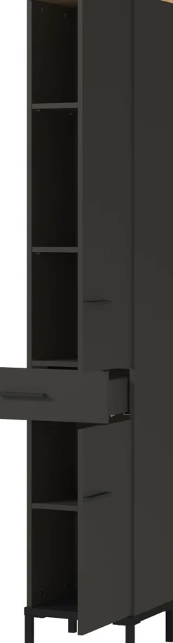 Hochschrank YONKERS 34 x 190 cm Graphit/ Navarra Eiche