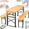 holz4home Bierzeltgarnitur BIERBANK 3-teilig 167 x 50 cm schwarz /naturfarbig