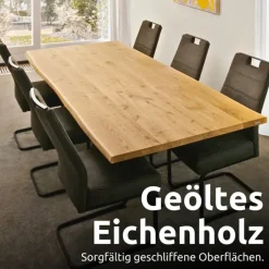 holz4home Esstisch 140 x 80 cm Eiche massiv/X-Gestell schwarz
