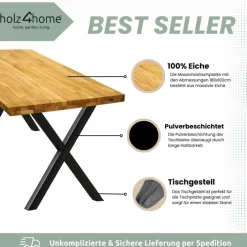 holz4home Esstisch 180 x 100 cm Eiche Massiv