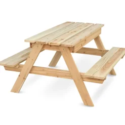 holz4home Kinder Gartentisch mit 2 Bänke PICKNICK 100 cm naturfarbig