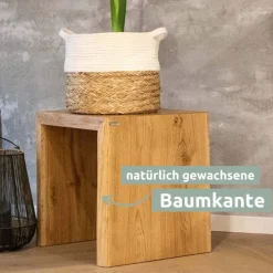 holz4home Massivholzbank 40 x 45 cm Eiche geölt mit Baumkante