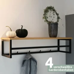 holz4home Wandgarderobe 92 x 22 cm Eiche mit Baumkante