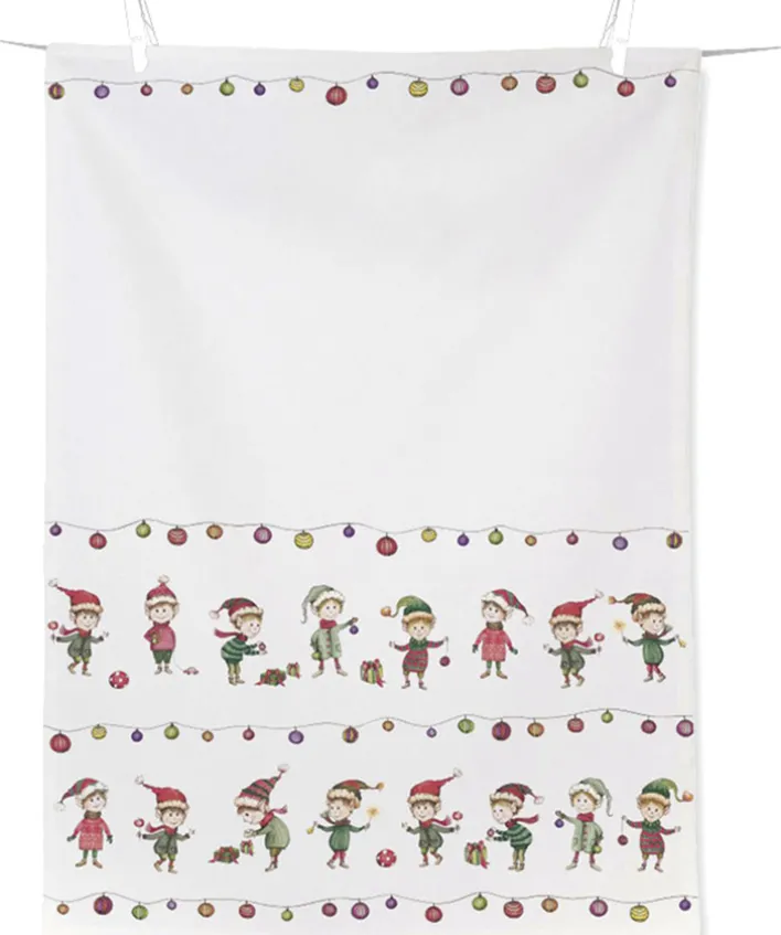 ihr Geschirrtuch ELVES AT WORK Baumwolle 70 x 50 cm Creme