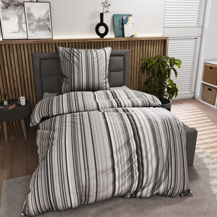 INSPIRATION HOME Satin-Bettwäsche LAURA 135 x 200 cm grau