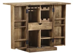 INTERhome Barschrank BARNEY 60-120 x 52 cm Mango Massivholz/schwarz