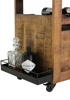 INTERhome Barwagen BARNEY 97 x 85 cm Mango Massivholz/schwarz