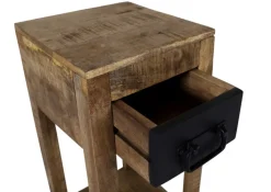 INTERhome Beistelltisch BARNEY Ø 27,5/60 cm Mango Massivholz/schwarz