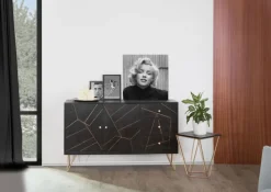 INTERhome Beistelltisch SCAN 2-teilig schwarz/ goldfarbig