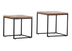 INTERhome Beistelltisch SIESTA 2er Set Recycled Altholz/Metall