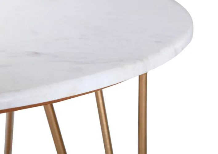 INTERhome Couchtisch STEEN 65 x 45 cm Marmor weiß/ goldfarbig