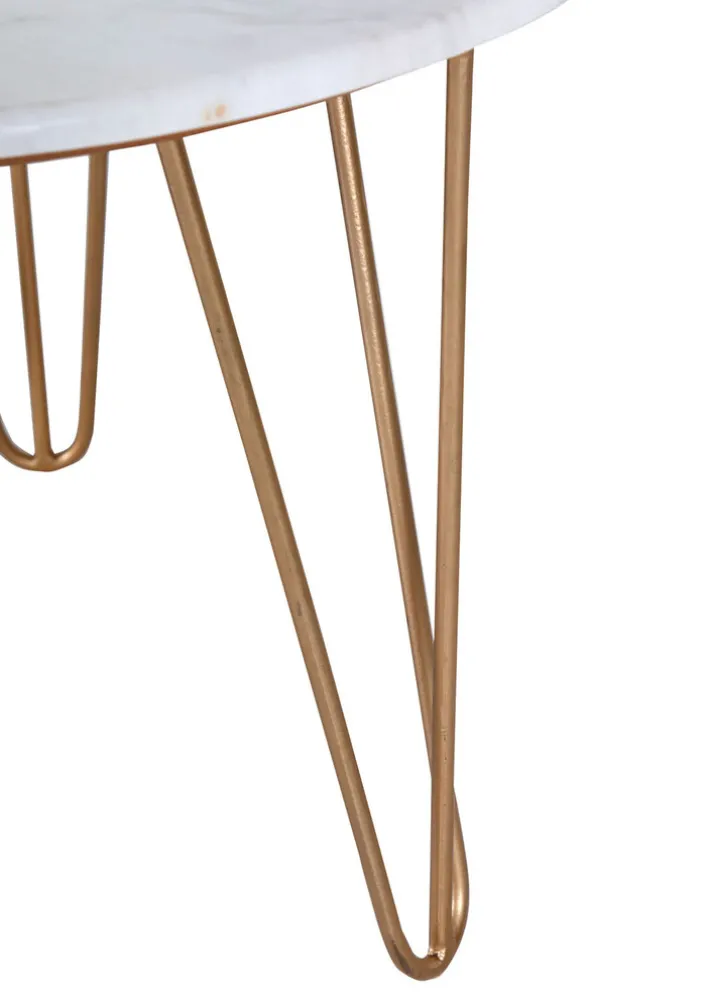 INTERhome Couchtisch STEEN 65 x 45 cm Marmor weiß/ goldfarbig