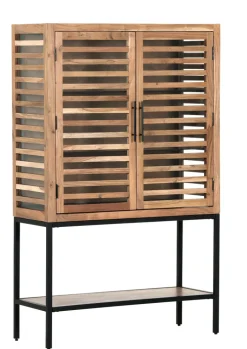 INTERhome Glasschrank SHOWCASE 100 x 160 cm Akazie massiv natur gesmoked lackiert/Glastüren