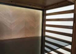 INTERhome Glasschrank SHOWCASE 100 x 160 cm Akazie massiv natur gesmoked lackiert/Glastüren