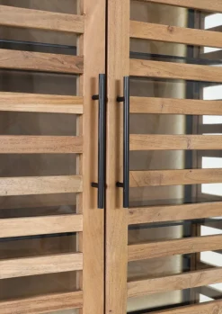 INTERhome Glasschrank SHOWCASE 100 x 160 cm Akazie massiv natur gesmoked lackiert/Glastüren