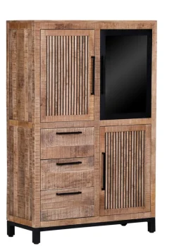 INTERhome Highboard ALTEA 95 x 145 cm Mango massiv natur sägerau lackiert