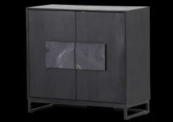INTERhome Kommode AGGLO 85 x 80 cm Akazie massiv schwarz gebeizt und lackiert