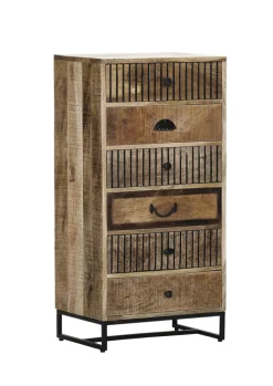 INTERhome Kommode GENESIS 50 x 100 cm Mango massiv natur/schwarz